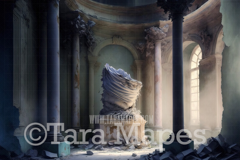 Roman Ruins Digital Background (JPG FILE) - Abandoned Ruins with Pillars - Renaissance Style Painterly Abandoned Digital Background