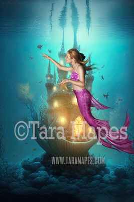 Mermaid Castle Digital Backdrop - Underwater Castle Digital Background - Mermaid Ocean Castle - Digital Background JPG