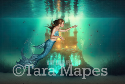 Mermaid Castle Digital Backdrop - Underwater Castle Digital Background - Mermaid Ocean Castle - Digital Background JPG