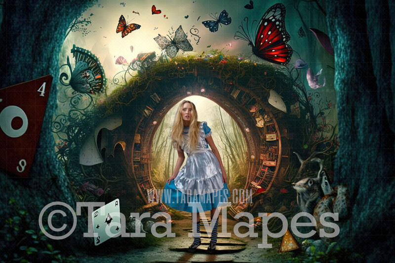 Alice Digital Backdrop - Wonderland  Forest - Wonderland Enchanted Land- JPG File - Wonderland Digital Background