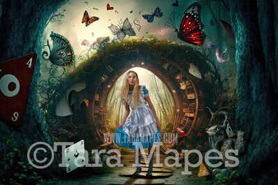 Alice Digital Backdrop - Wonderland  Forest - Wonderland Enchanted Land- JPG File - Wonderland Digital Background