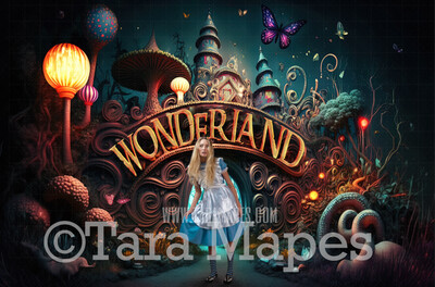 Alice Digital Backdrop - Wonderland  Forest - Wonderland Enchanted Land- JPG File - Wonderland Digital Background