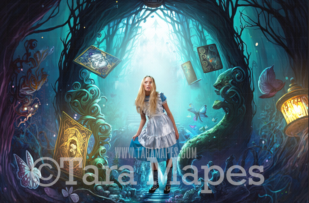 Alice Digital Backdrop - Wonderland Forest - Wonderland Enchanted Land- JPG File - Wonderland Digital Background