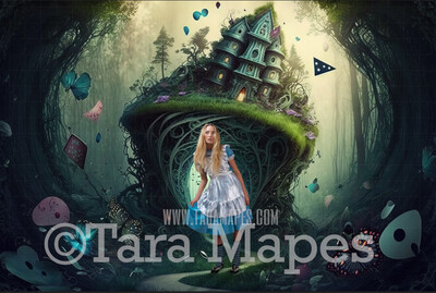 Alice Digital Backdrop - Wonderland  Forest - Wonderland Enchanted Land- JPG File - Wonderland Digital Background