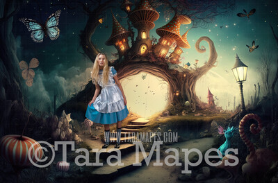 Alice Digital Backdrop - Wonderland  Forest - Wonderland Enchanted Land- JPG File - Wonderland Digital Background