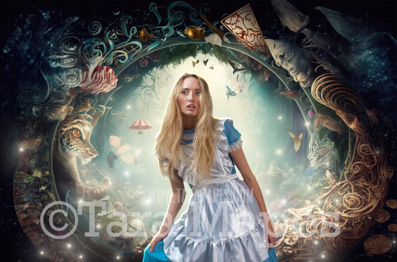 Alice Digital Backdrop - Wonderland Portal in Forest - Wonderland Enchanted Entrance- JPG File - Wonderland Digital Background