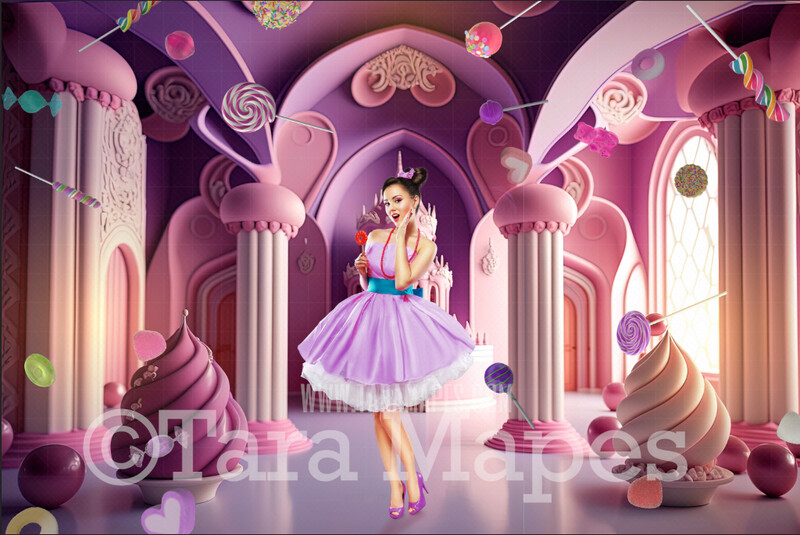Candy Castle Digital Backdrop -  Interior of Candy Castle - Ornate Candy Castle Room Digital Backdrop