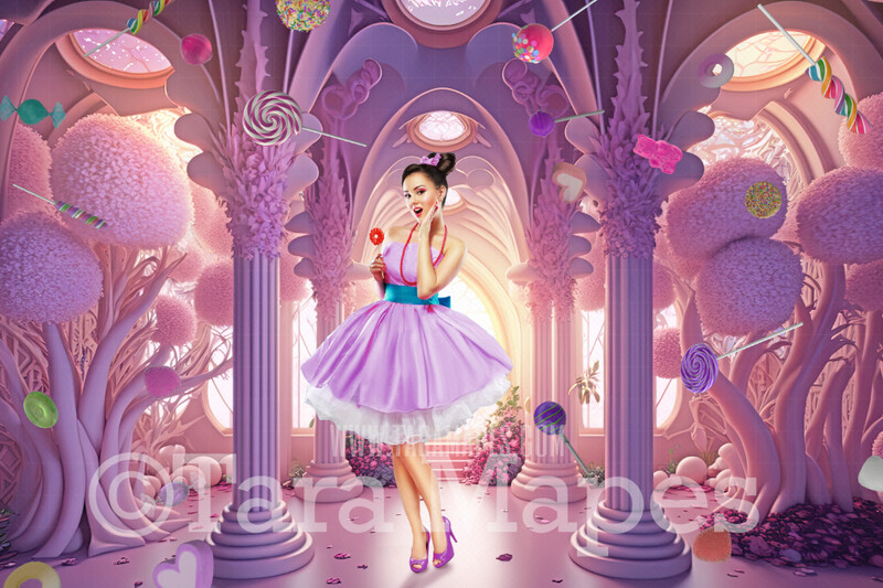 Candy Castle Digital Backdrop -  Interior of Candy Castle - Ornate Sugar Plum Candy Castle Room Digital Backdrop