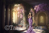 Palace Garden Digital Backdrop - Garden Room of Violet Flowers and Vines - Luxury Garden Room Digital Background JPG