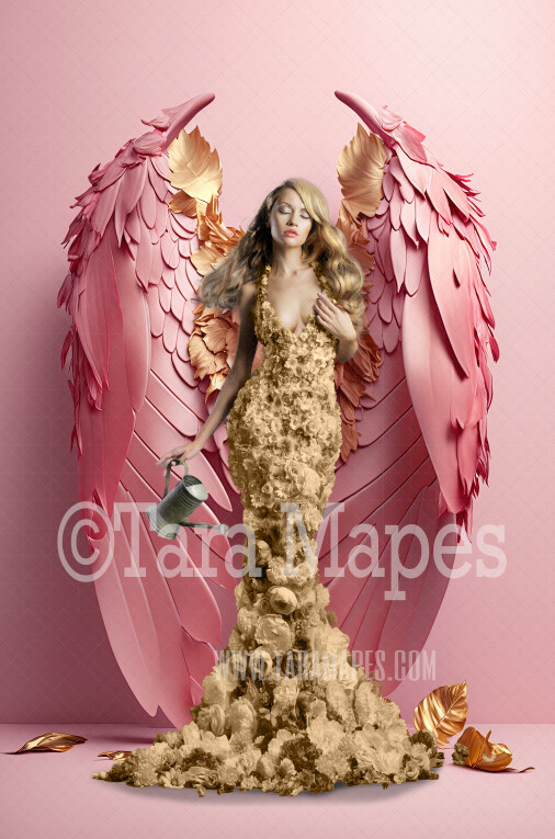 Angel Wings Room Digital Backdrop - Room with Floating Wings - Ornate Room Wings -  Digital Background JPG