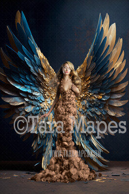 Angel Wings Room Digital Backdrop - Room with Floating Wings - Ornate Room Wings -  Digital Background JPG