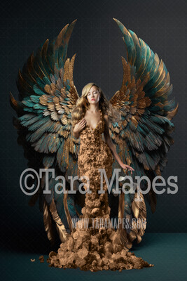 Angel Wings Room Digital Backdrop - Room with Floating Wings - Ornate Room Wings -  Digital Background JPG
