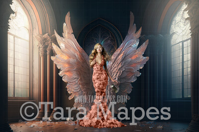 Angel Wings Room Digital Backdrop - Room with Floating Wings - Ornate Room Wings -  Digital Background JPG