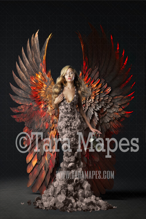Angel Wings Room Digital Backdrop - Room with Floating Wings -  Phoenix Wings - Room Wings -  Digital Background JPG