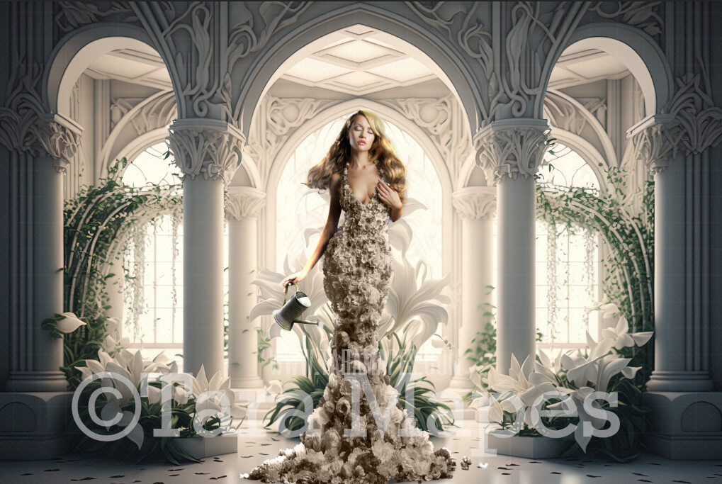 Floral Room Digital Backdrop - Ornate Room of Lilies - Ornate Victorian Lily Room Digital Background JPG