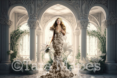 Floral Room Digital Backdrop - Ornate Room of Lilies - Ornate Victorian Lily Room Digital Background JPG