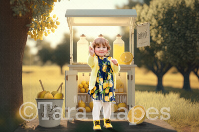 Lemonade Stand Digital Backdrop - Lemonade Cart - Lemon Stand - Fruit Stand Digital Background JPG