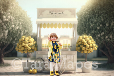 Lemonade Stand Digital Backdrop - Lemonade Cart - Lemon Stand - Fruit Stand Digital Background JPG