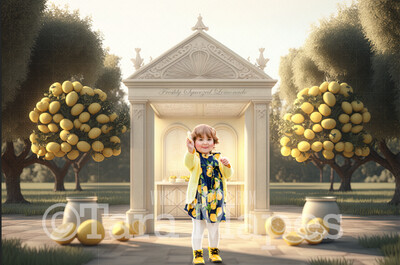 Lemonade Stand Digital Backdrop - Lemonade Cart - Lemon Stand - Fruit Stand Digital Background JPG