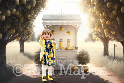 Lemonade Stand Digital Backdrop - Lemonade Cart - Lemon Stand - Fruit Stand Digital Background JPG