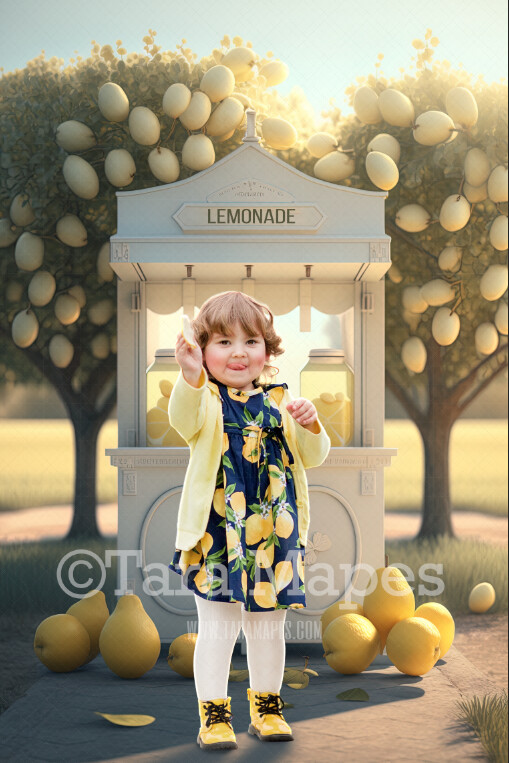 Lemonade Stand Digital Backdrop - Lemonade Cart - Lemon Stand - Fruit Stand Digital Background JPG