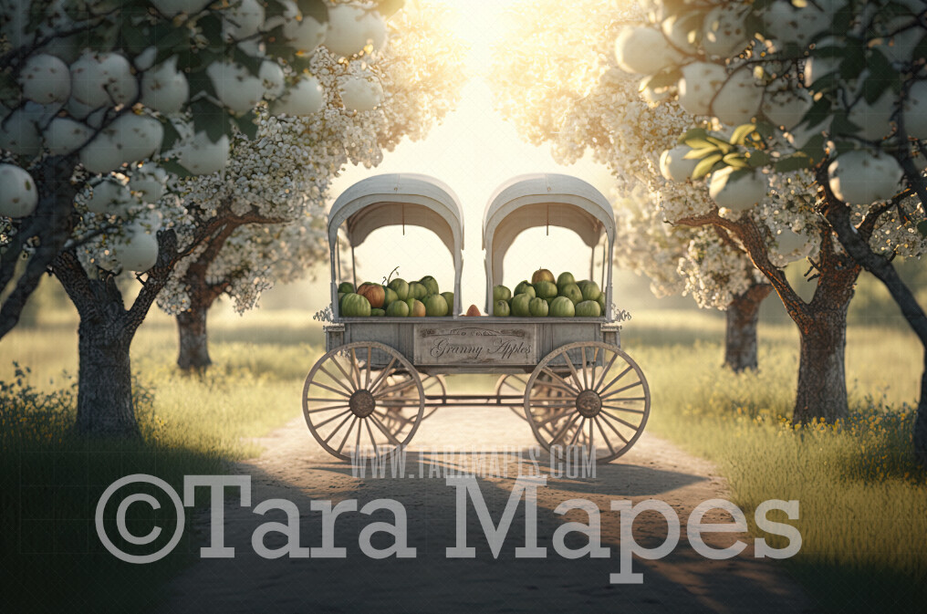 Apple Cart Digital Backdrop - Apple Stand - Fruit Cart - Fruit Stand Digital Background JPG