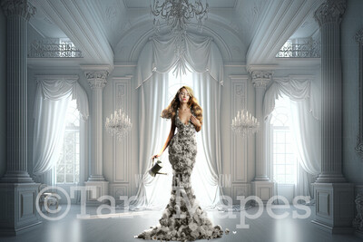 White Room Digital Backdrop - Ornate White Room - Ornate Victorian Room Digital Background JPG