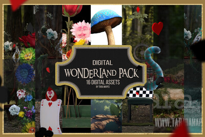 The Wonderland Pack by Tara Mapes - Alice in Wonderland Digital Backgrounds and Overlays