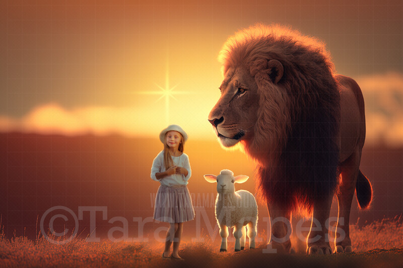 Lion and Lamb Easter Religious Digital Background