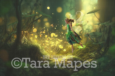 Fairy Forest Digital Backdrop - Magical Fairy  Enchanted Forest Digital Background - Glowing Enchanted Forest JPG