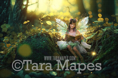 Fairy Forest Digital Backdrop - Magical Fairy  Enchanted Forest Digital Background - Glowing Enchanted Forest JPG