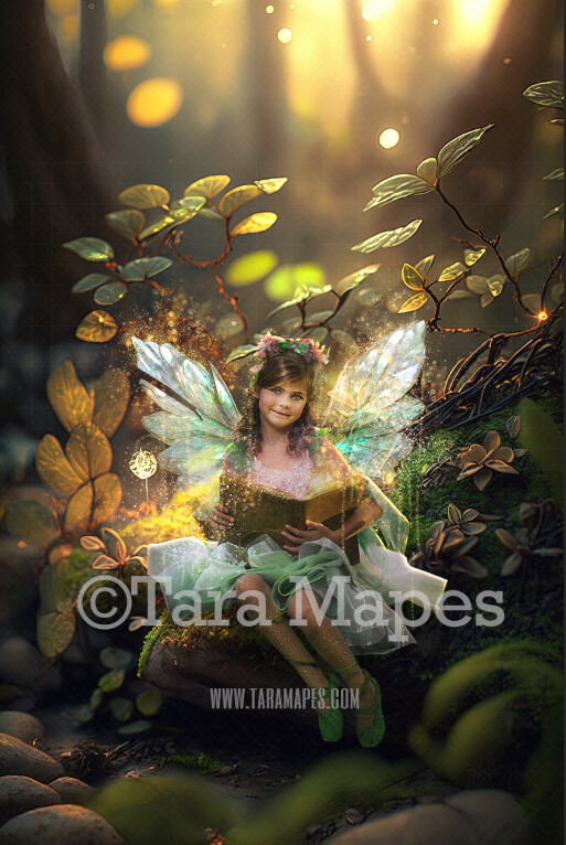 Fairy Forest Digital Backdrop - Magical Fairy  Enchanted Forest Digital Background - Glowing Enchanted Forest JPG