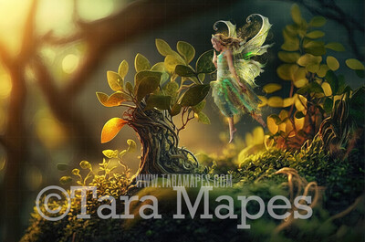 Fairy Forest Digital Backdrop - Magical Fairy  Enchanted Forest Digital Background - Glowing Enchanted Forest JPG