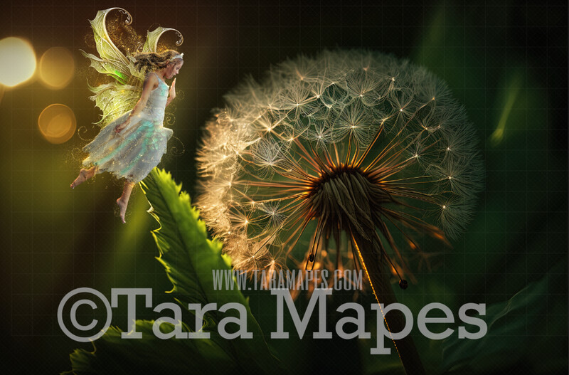 Fairy Dandelion Digital Backdrop - Magical Fairy Enchanted Forest Digital Background - Glowing Enchanted Forest JPG