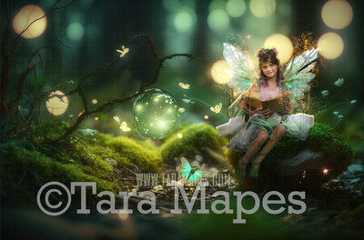 Fairy Forest Digital Backdrop - Magical Fairy  Enchanted Forest Digital Background - Glowing Enchanted Forest JPG