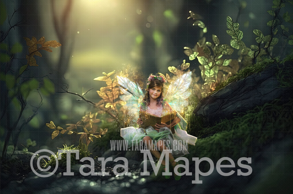 Fairy Forest Digital Backdrop - Magical Fairy  Enchanted Forest Digital Background - Glowing Enchanted Forest JPG