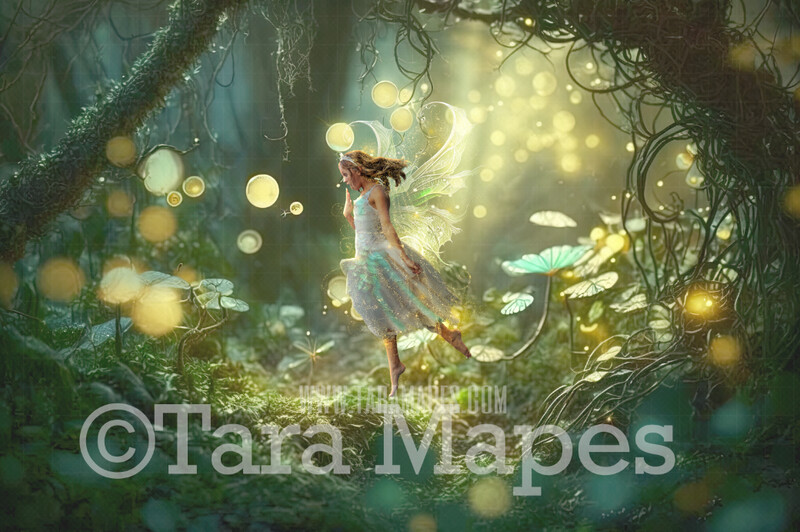 Fairy Forest Digital Backdrop - Magical Fairy  Enchanted Forest Digital Background - Glowing Enchanted Forest JPG