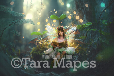 Fairy Forest Digital Backdrop - Magical Fairy  Enchanted Forest Digital Background - Glowing Enchanted Forest JPG