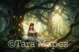 Fairy Forest Digital Backdrop - Magical Fairy  Enchanted Forest Digital Background - Glowing Enchanted Forest JPG