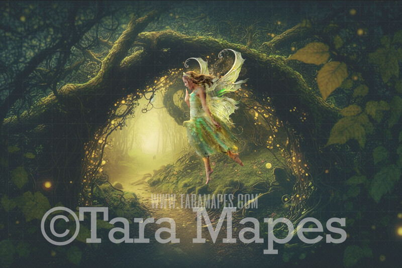 Fairy Forest Digital Backdrop - Magical Fairy  Enchanted Forest Digital Background - Glowing Enchanted Forest JPG