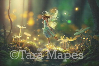 Fairy Forest Digital Backdrop - Magical Fairy  Enchanted Forest Digital Background - Glowing Enchanted Forest JPG
