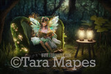 Fairy Couch Digital Backdrop - Magical Fairy Couch in  Enchanted Forest Digital Background - Glowing Enchanted Forest JPG