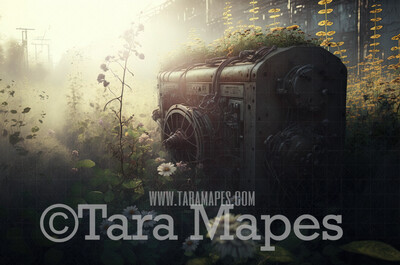 Abandoned Industrial Yard - Forgotten Things - Overgrown Field Digital Background