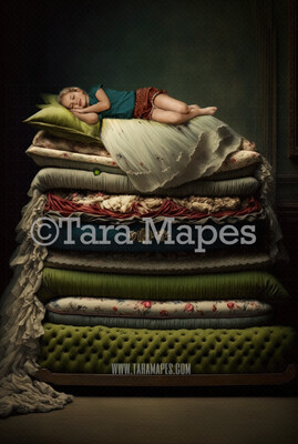 Princess and the Pea Digital Backdrop - Stack of Mattresses Fairytale Digital Background - Princess and Pea Digital Background JPG