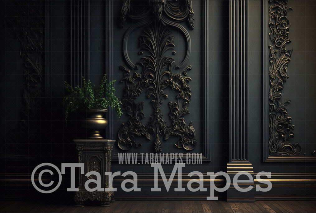 Ornate Black Wall Digital Background (JPG FILE) -  Gothic Wall Digital Background
