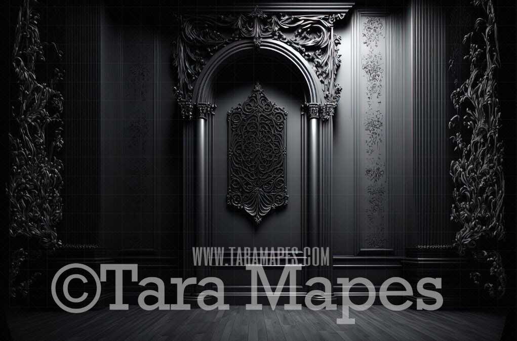 Ornate Black Wall Digital Background (JPG FILE) -  Gothic Wall Digital Background