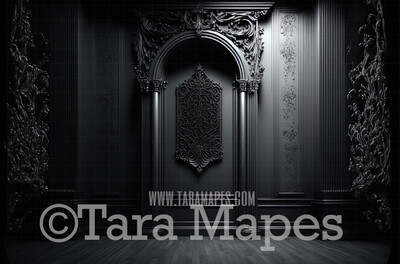 Ornate Black Wall Digital Background (JPG FILE) -  Gothic Wall Digital Background