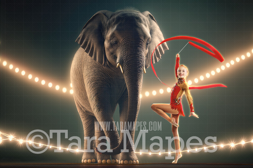 Circus Elephant Digital Background - Elephant in Circus Arena - Circus Digital Background (JPG FILE)