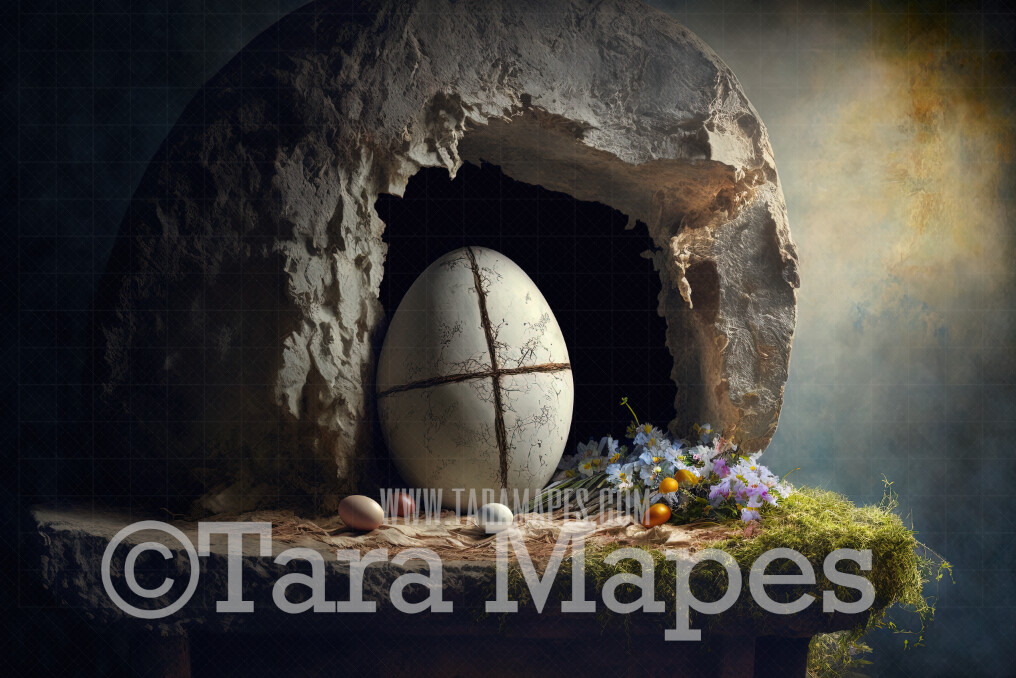 Easter Tomb Digital Backdrop - Religious Easter - Easter Religious Digital Background
