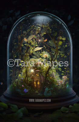 Fairy Dome Digital Backdrop - Magical Fairy House in Enchanted Forest Digital Background - Glowing Fairy Dome Digital Background JPG